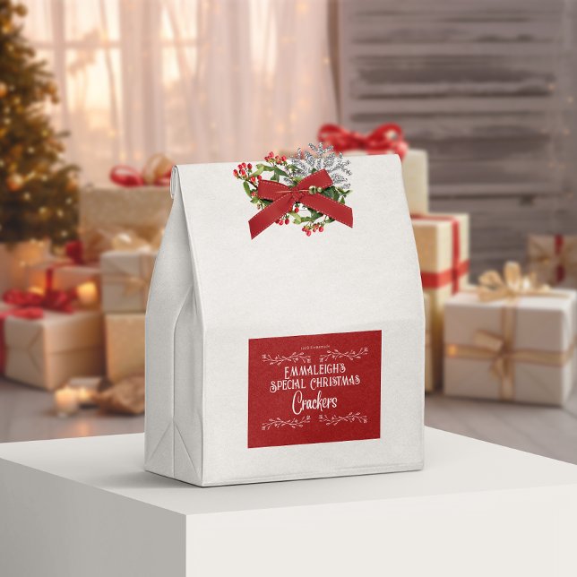Étiquette Pour Bocaux Crackers faits maison Aesthétique Rouge (Créateur téléchargé)
