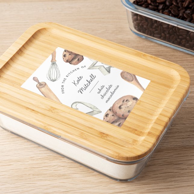 Étiquette Pour Bocaux Cuisine à l'aquarelle personnalisée (Créateur téléchargé)