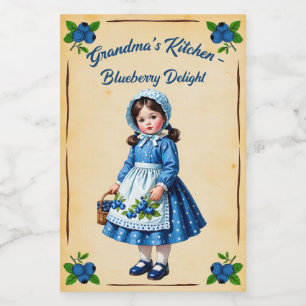 Étiquette Pour Bocaux Cuisine de grand-mère Blueberry Delight Vintage