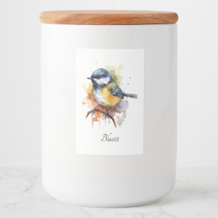 Étiquette Pour Bocaux Cute Bluetit sur une branche, personnalisé