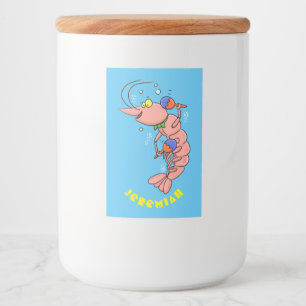 Étiquette Pour Bocaux Cute happy shrimp, dessin animé de crevettes