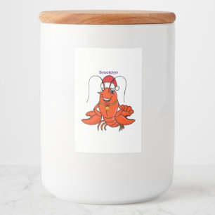 Étiquette Pour Bocaux Cute joyeux homard portant le dessin du casquette 