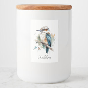 Étiquette Pour Bocaux Cute Kookaburra sur une branche peinte en aquarell