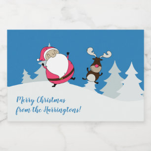 Étiquette Pour Bocaux Cute Père Noël & Reindeer texte personnalisé étiqu