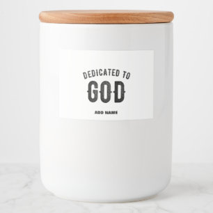 ÉTIQUETTE POUR BOCAUX DÉDIÉ À DIEU COOL PERSONNALISABLE NOIR TEXTE