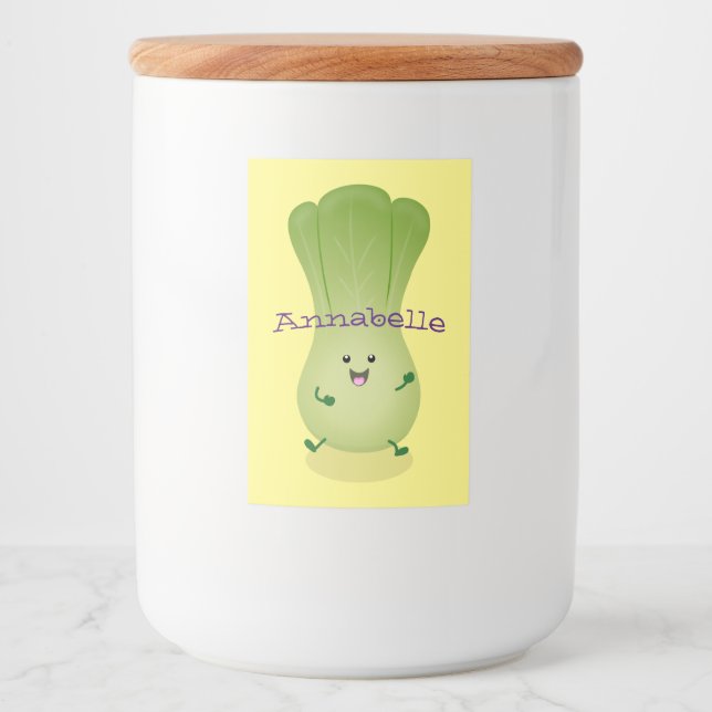 Étiquette Pour Bocaux dessin animé mignon de bok choy (Devant)