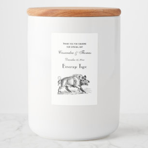 Étiquette Pour Bocaux Dessin vintage de sanglier BW #2