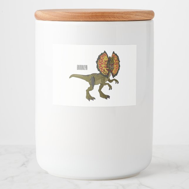 Étiquette Pour Bocaux Dilophosaurus dessin animé (Devant)