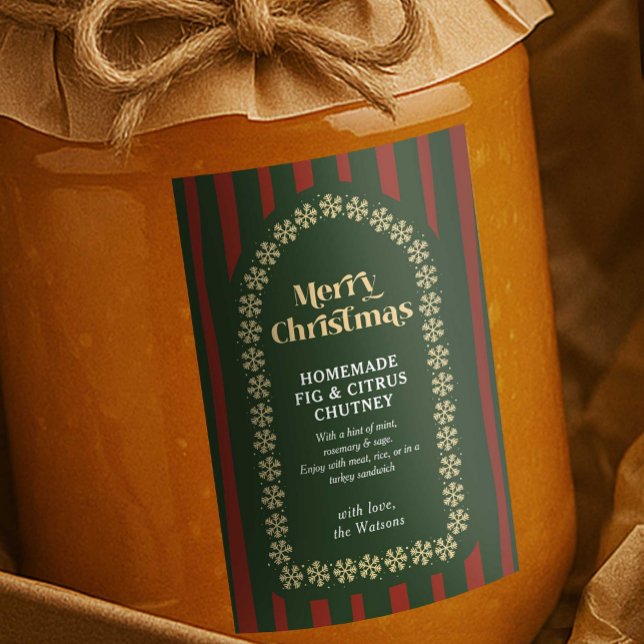 Étiquette Pour Bocaux do-it-yourself cadeau de Noël artisanal Rouge & Ve (Vintage DIY Handmade Christmas gift product label in red and green with retro fonts)