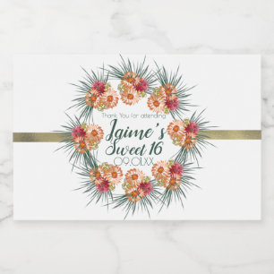 Étiquette Pour Bocaux Douce Fleur Aquarelle Peach Green Seize   
