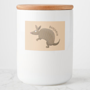 Étiquette Pour Bocaux Drôle armadillo joyeux dessin animé