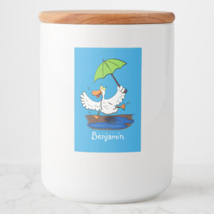 Étiquette Pour Bocaux Drôle canard avec parapluie dessin animé