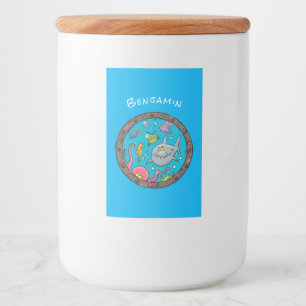 Étiquette Pour Bocaux Drôle des créatures marines sous l'eau dessin anim