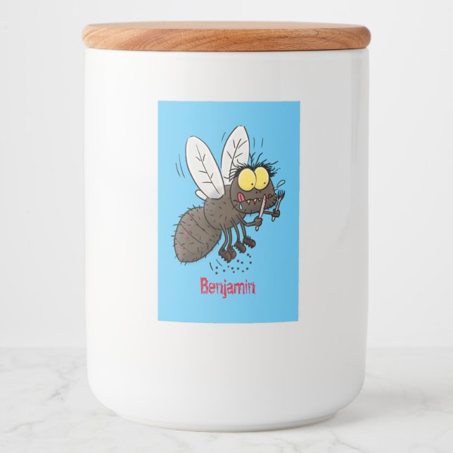 Étiquette Pour Bocaux Drôle dessin animé d'insecte de la mouche à cheval (Devant)