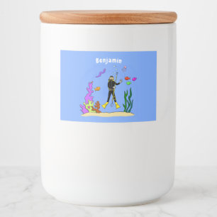 Étiquette Pour Bocaux Drôle plongeur et poisson mer créatures dessin ani