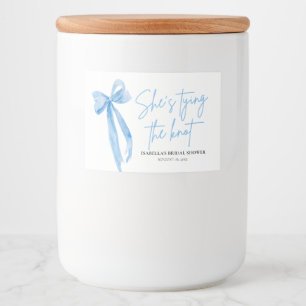 Étiquette Pour Bocaux Dusty Blue Bow She's Tying the Knot Fête des marié