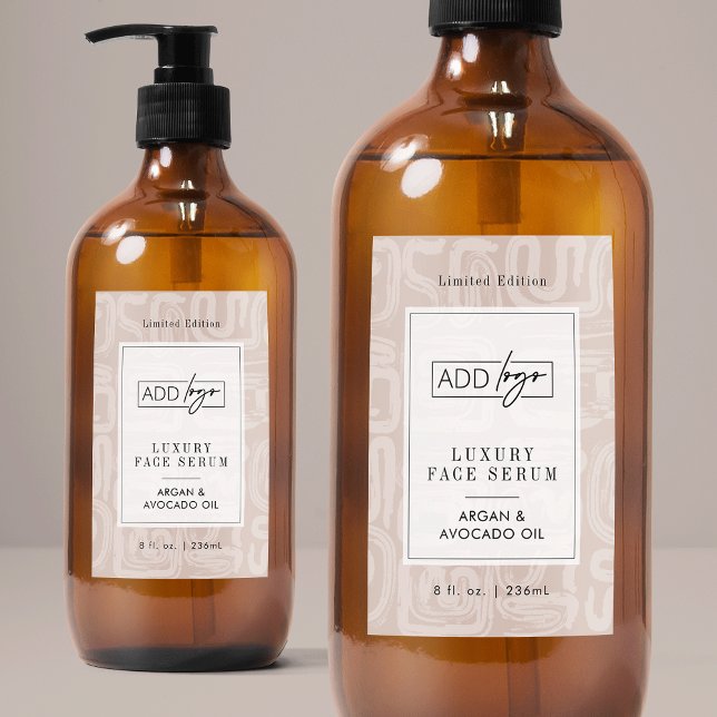 Étiquette Pour Bocaux Earthy Tones Boho Pattern Waterproof Product Label (modern earthy beige cosmo bottle waterproof label with your logo and customizable colors)
