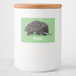 Étiquette Pour Bocaux Echidna mignonne avec dessin animé d'abeille