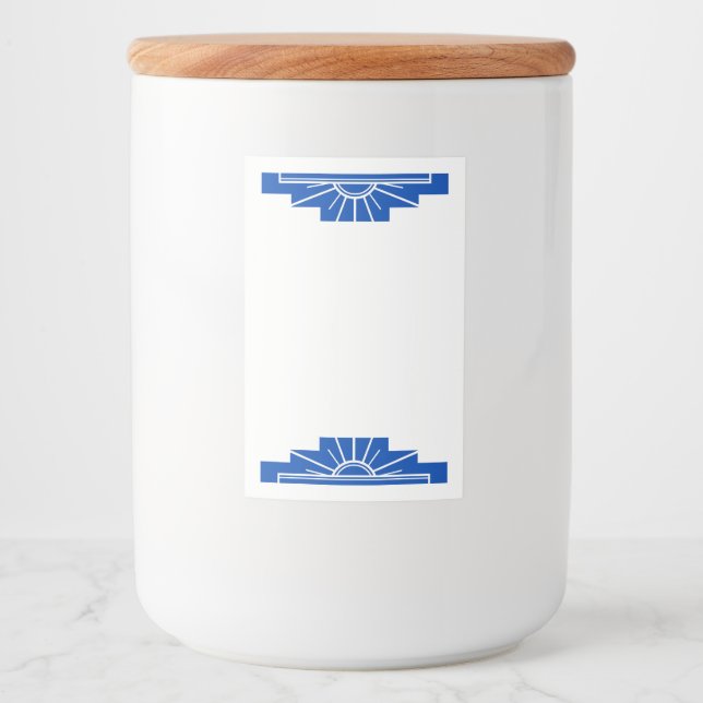 Étiquette Pour Bocaux Elément soleil Art déco en bleu foncé (Devant)