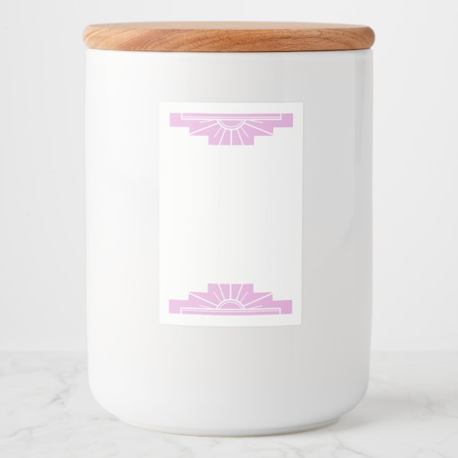 Étiquette Pour Bocaux Elément soleil Art déco en rose clair (Devant)