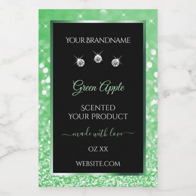 Étiquette Pour Bocaux Emerald Green Parties scintillant Black Produit Di (Étiquettes simples)