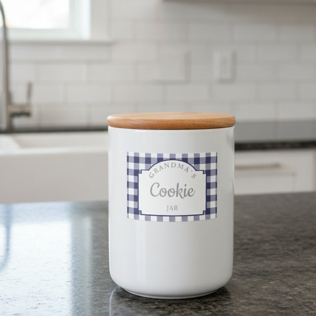 Étiquette Pour Bocaux En vichy bleu marine moderne Girly Deep (Modern Girly Deep Navy Blue Gingham Food Label)