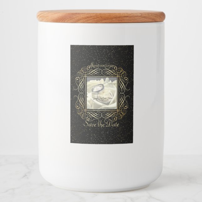 Étiquette Pour Bocaux Enregistrer le script Date Elegant Gold Foil Dots (Devant)