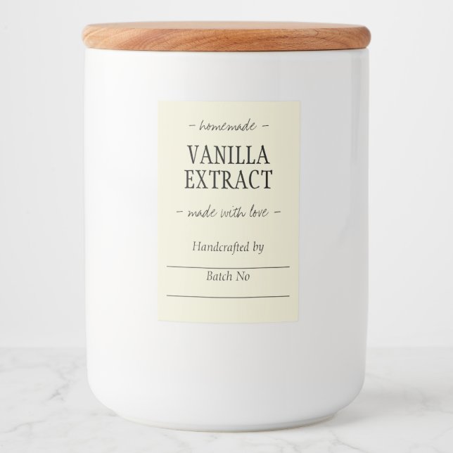 Étiquette Pour Bocaux Extrait de vanille artisanal jaune (Devant)