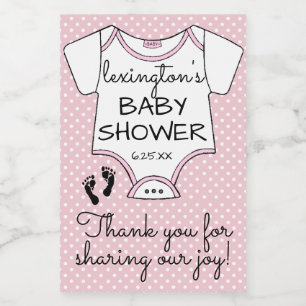 Étiquette Pour Bocaux Faveur rose d'invité de baby shower de point de