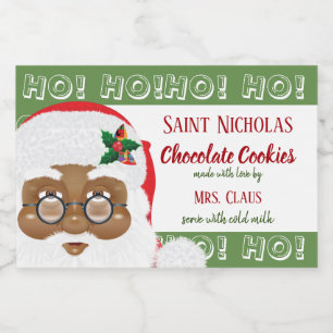 Étiquette Pour Bocaux Fête de Noël du Père Noël africain américain