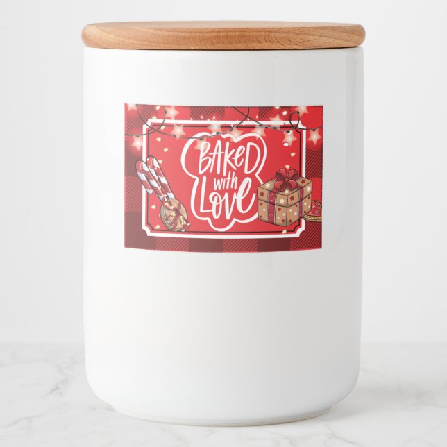 Étiquette Pour Bocaux Fêtes de Noël cuites avec amour (Devant)