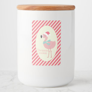 Étiquette Pour Bocaux Flamant rose tropical mignon de Père Noël -