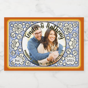 Étiquette Pour Bocaux Fleur bleue Photo Mariage Honey Jar Favoriser les