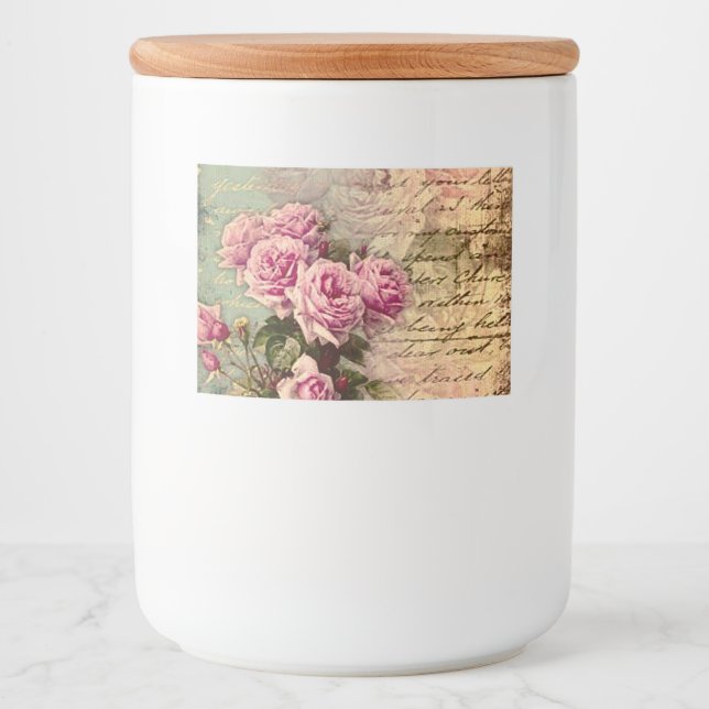 Étiquette Pour Bocaux francais chic, shabby chic, roses roses roses, flo (Devant)