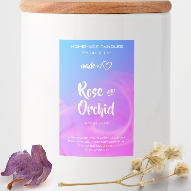 Étiquette Pour Bocaux Fumée flamme rose bougie maison emballage de produ (Créateur téléchargé)