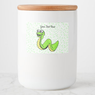 Étiquette Pour Bocaux Fun souriant Serpent vert brillant sur Pois