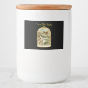 Étiquette Pour Bocaux Golden Birdcage Cabine d'hiver Scène Oiseau Noir