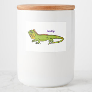 Étiquette Pour Bocaux Happy green iguana cartoon