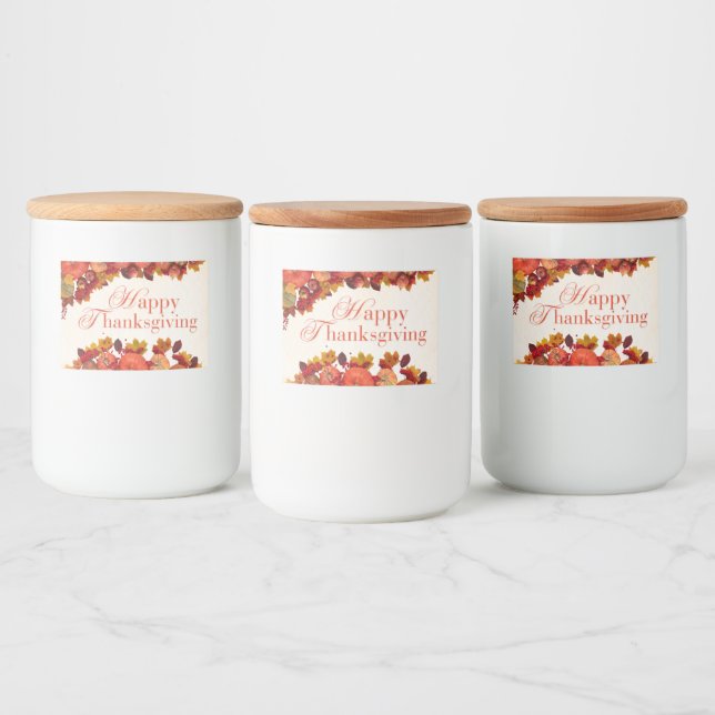 Étiquette Pour Bocaux Happy Thanksgiving (Bouteilles)