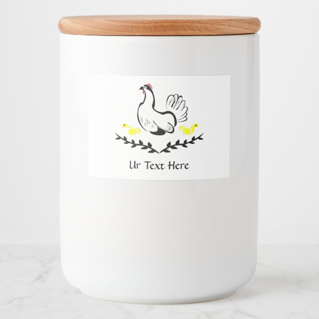 Étiquette Pour Bocaux Hen with Yellow Chicks Line Art (Devant)