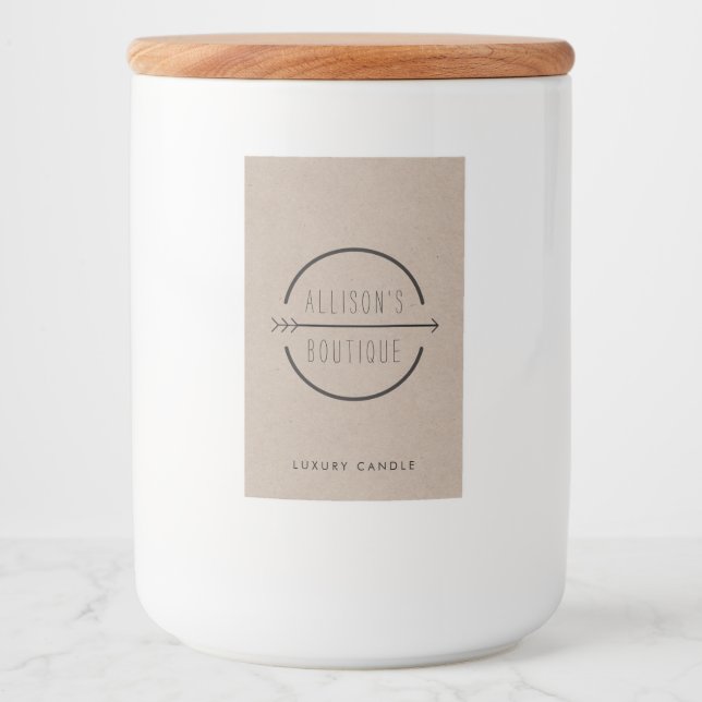 Étiquette Pour Bocaux Hip et Rustic Arrow Logo Bougie Kraft (Devant)