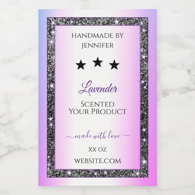 Étiquette Pour Bocaux Holographique couleur Parties scintillant d'argent (Étiquettes simples)