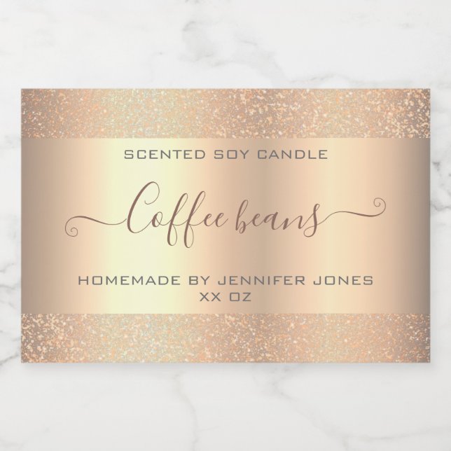 Étiquette Pour Bocaux Holographique Rose Gold Ombre Parties scintillant  (Étiquettes simples)