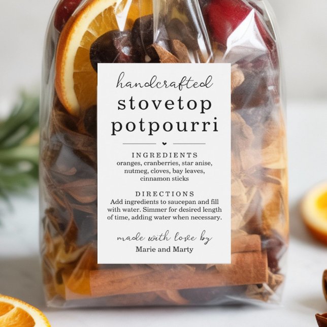 Étiquette Pour Bocaux Homemade Stovetop Potpourri Gift Labels (Créateur téléchargé)