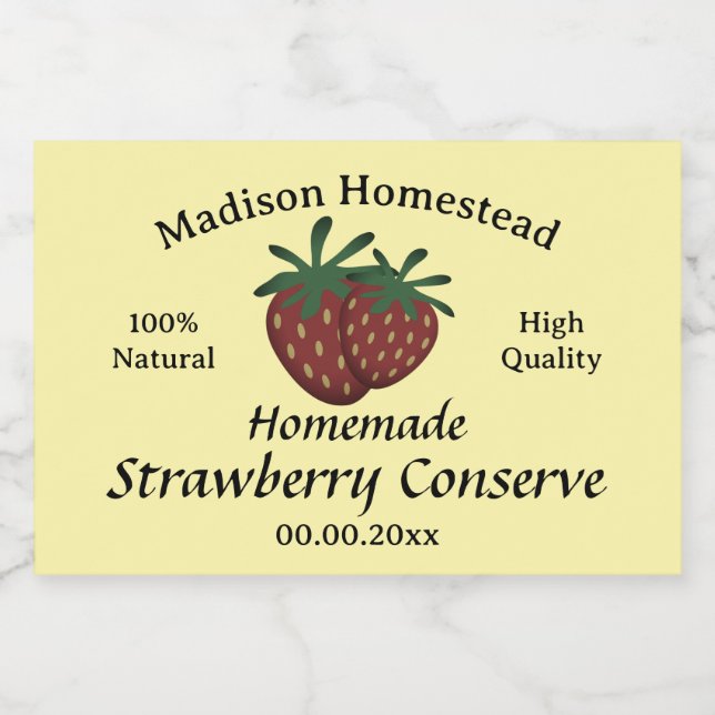 Étiquette Pour Bocaux Homestead Strawberry Conserve Jelly modèle (Étiquettes simples)