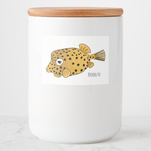 Étiquette Pour Bocaux Illustration de boxfish jaune (Devant)