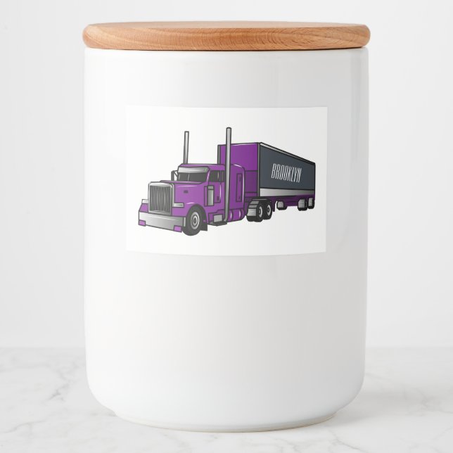 Étiquette Pour Bocaux Illustration de camion semi-remorque (Devant)