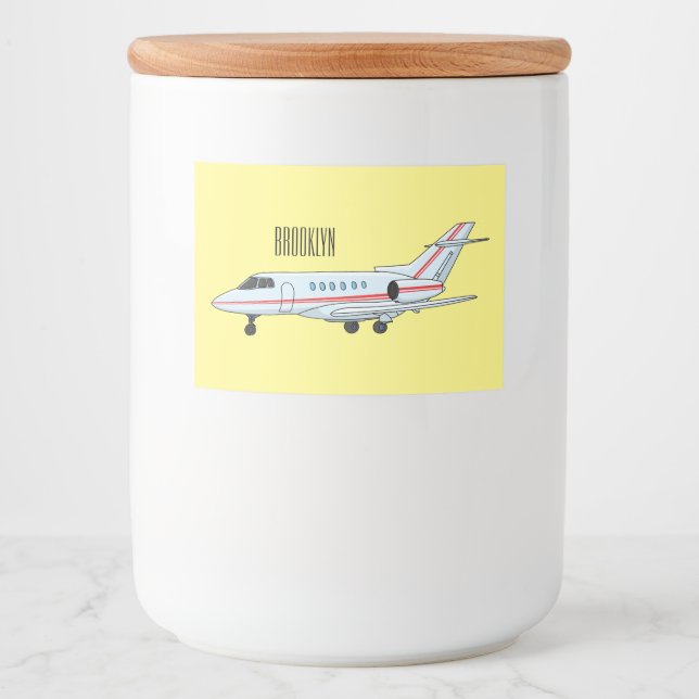 Étiquette Pour Bocaux Illustration de dessin animé d'avion privé (Devant)