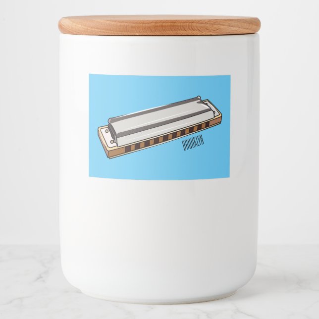 Étiquette Pour Bocaux Illustration de dessin d'Harmonica (Devant)