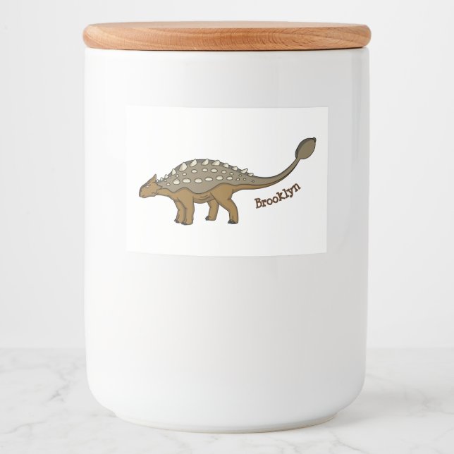 Étiquette Pour Bocaux Illustration de dinosaure blindé Ankylosaurus (Devant)